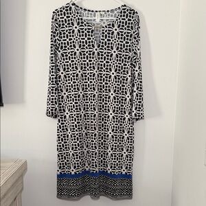 Tacera Women’s Black and White Long Sleeve Shift Dress Business‎ Casual Large